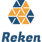 Reken logo; blue html representing elements intertwined with orange reken elements